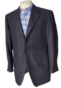 Ermenegildo Zegna Men's 44R Three Button Cashmere Camel Hair Blue Black Blazer - Picture 1 of 17