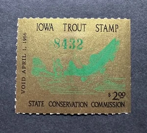 WTDstamps - 1965 IOWA - Lot4 - Trout Fishing Stamp - NG - Picture 1 of 2