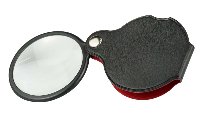 2 PK Folding Pocket Glass Lens Magnifier & Case Magnifying Survival Outdoor 5x