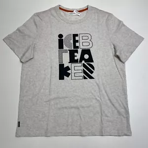 Icebreaker T-Shirt Mens L Ecru Heather Short Sleeve Wool Cotton Pullover New - Picture 1 of 14