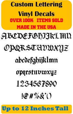 Custom Personalized Decal Vinyl Lettering Text Business Sign Old English Font vA - Image 1 of 4