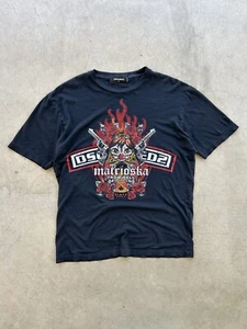 DSQUARED² SUPER RARE BLACK MATRIOSKA FROM HELL GAG HARNESS PRINT T SHIRT Medium - Picture 1 of 9