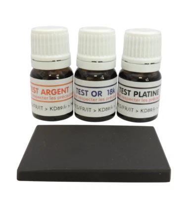 Kit à tester vos métaux précieux blancs Or Platine Argent - Spatule + Pierre