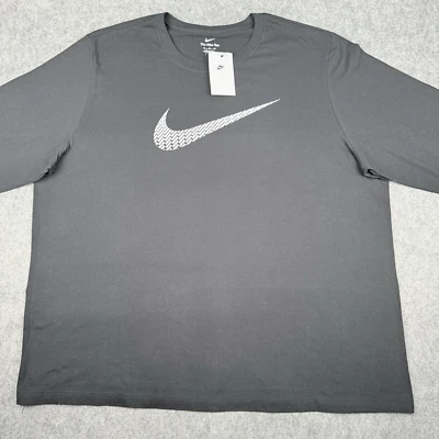 Nike Men's Center Swoosh Long Sleeve Tee T-Shirt Black Size 3XL - Image 1 of 4