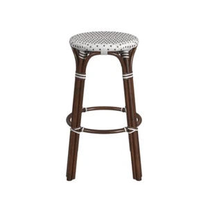 Butler Specialty Company Tobias Round Rattan 30" Bar Stool - White And Brown Dot - Picture 1 of 6
