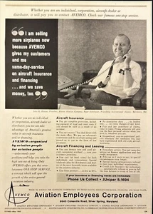 1962 AVEMCO Aviation Employees Corp assicurazione aeronautica pubblicità stampa d'epoca - Foto 1 di 6