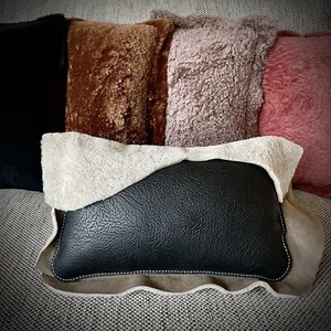 Natural Shearling and Cowhide Lumbar Pillows Throw Pillows - Picture 1 of 6