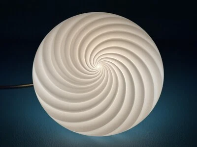 Vintage Lampada Plafoniera Vetro Murano Spirale Bianca Design 1970 - Immagine 1 di 4