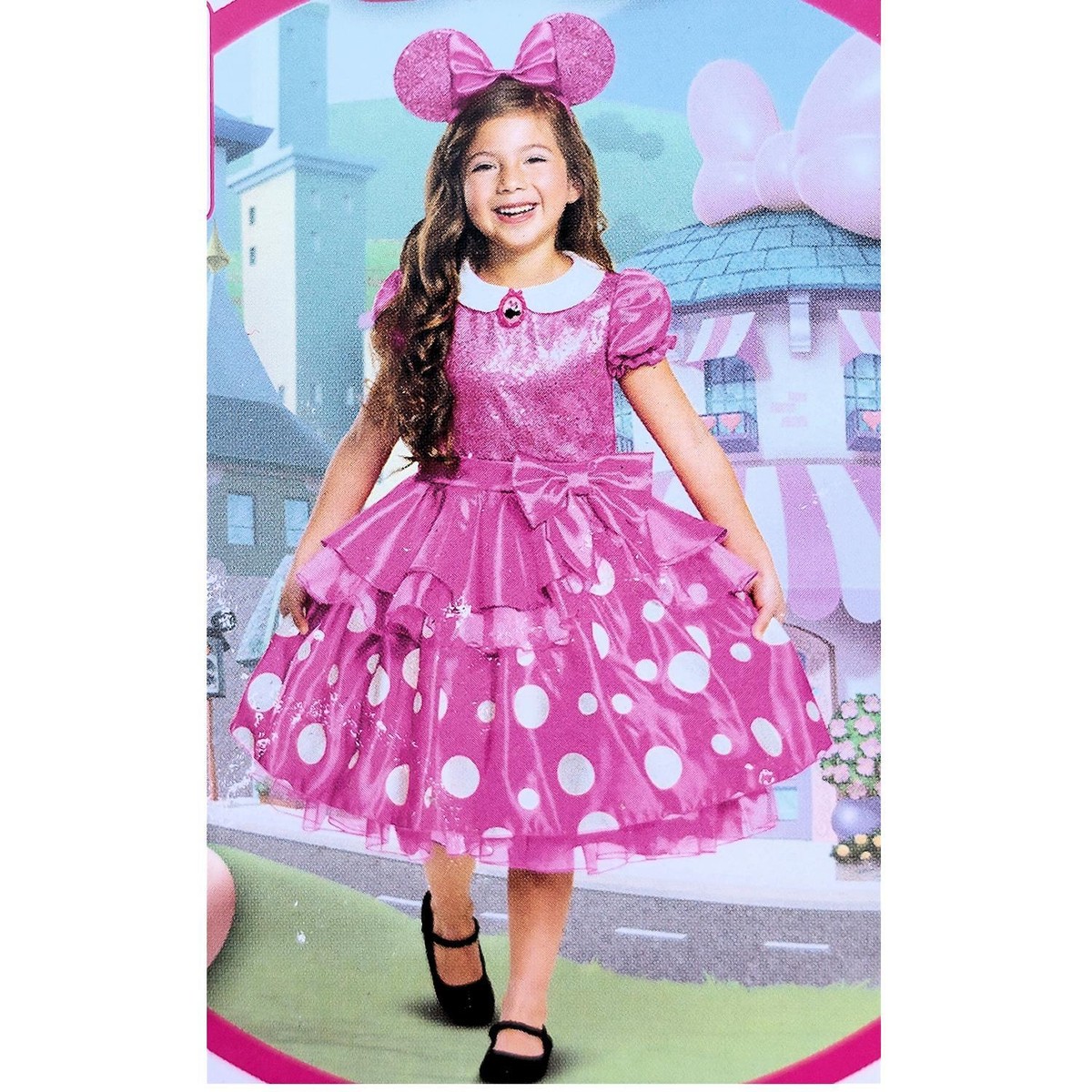 Lito Angels Disfraz De Minnie Mouse Con Orejas Y Lazo – Vestido De Lunares Rojo/rosa Para Niñas De 1 A 7 Años