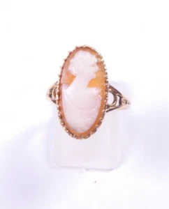 Rose Gold Vintage Cameo Ring 9 carart gold size N 1/2 - Picture 1 of 6