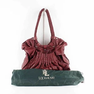 Lockheart Burgundy Red 14 X 11 Leather Braided Applique Detail Boho Purse - Picture 1 of 7