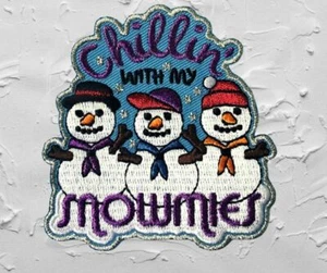 Chillin With My Snowmies Christmas Badge / Patch Scouts Girl Guides Camp Blanket - Picture 1 of 1