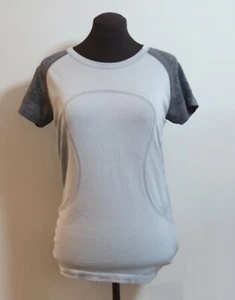 LULULEMON Run Swiftly Tech Short Sleeve Lace Silver Slate Black Run Gym Shirt 10 - Picture 1 of 4