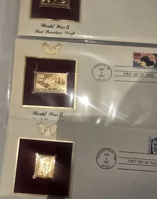 22k Gold Replica Stamp World War II Italy Invaded by Allies Set Of 12.  - Image 1 of 4