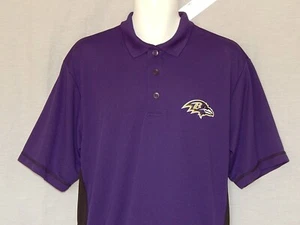 Baltimore Ravens Men's Shirt Size Large Purple Polo Wicking NEW Golf Button Top - Picture 1 of 12