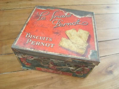 ANCIENNE BOITE A BISCUITS TOLE PERNOT LE FRIAND - Photo 1/4