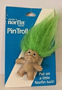  Adopt A Norfin Good Luck Troll 1.5" Doll Pin 1989 DAM Original Card #1