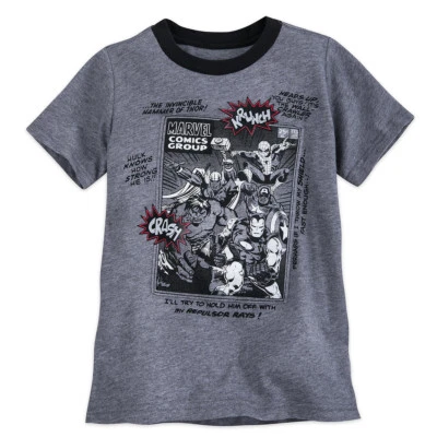 Camiseta con timbre de Disney Store Marvel Comics Group para niños talla XS 4 gris Foto 1 de 2