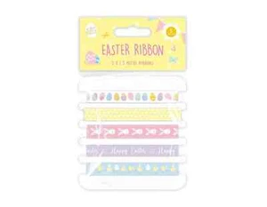 Easter Ribbon 5x1.5m Cake & Gift Decoration Chick Egg Bunny Happy Easter Print - Picture 1 of 1