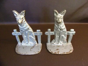 Pair Of Vintage Brass German Shepherd Bookends - Picture 1 of 6