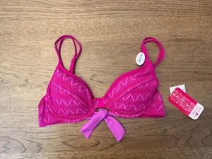 Bikini de encaje de ganchillo rosa Hula grande d con alambre ajustable nuevo con etiquetas - Imagen 1 de 2