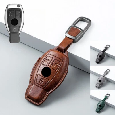 Genuine Leather Car Smart Key Fob Case Cover For Mercedes Benz CLK CLS AMG A C E Foto 1 de 4