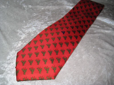 MEN'S TIE RED LOBSTER 100 % SILK HAND MADE - Image 1 of 4