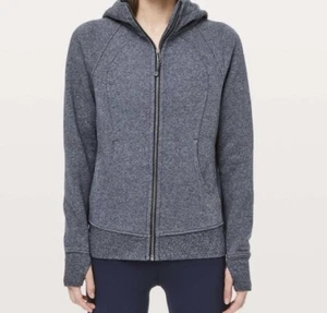 Lululemon Scuba Hoodie Light Cotton Fleece Heathered Speckled True Navy Size 2 - Picture 1 of 17
