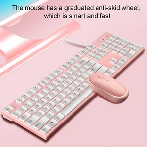 2pcs/set Usb Mouse 104 Keys Connect Tablet Usb Wired Office Keyboard Lightweight - Picture 1 of 12