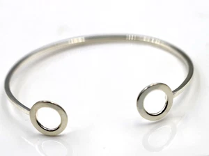 Solid Sterling Silver 925 1.8mm Wide Open Circle Bangle 60mm Oval -Free Post - Picture 1 of 6