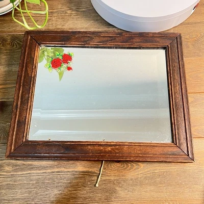 Espejo vintage de vidrio pintado al revés rosas rojas decoración retro vintage Foto 1 de 4