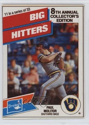 1988 Drake's Big Hitters/Super Pitchers Food Issue Paul Molitor #11 HOF - Image 1 of 2