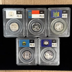 2001-S 5 Coin State Quarter Silver Proof Set PCGS PR69 DCAM Flag Labels. - Picture 1 of 23