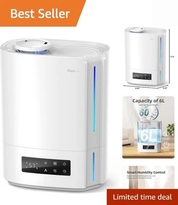 Ultrasonic 6L Humidifier for Large Rooms - Smart Humidistat & Top Fill Design - Image 1 of 4