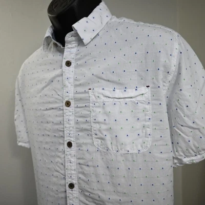 Рубашка на пуговицах углеродная 2 кобальтовая белая с коротким рукавом передний карман мужская размер средний - Изображение 1 из 4