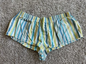 RARE VINTAGE Y2K Victoria’s Secret PINK BlueYellow Striped Lounging Shorts Sz XS - Picture 1 of 4