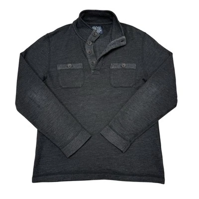 Suéter informal Lucky Brand Henley para hombre talla pequeña negro bolsillos en el pecho Foto 1 de 4