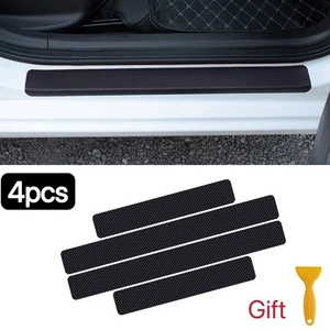 4Pcs Black Car Auto Door Plate Sill Scuff Cover Anti-Scratch Sticker Accessories - Picture 1 of 7