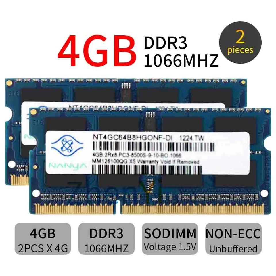 8GB 2x 4GB DDR3 PC3-8500 Memory Ram for APPLE MacBook Mid 2010 MC516LL/A A1342 - Image 1 of 4