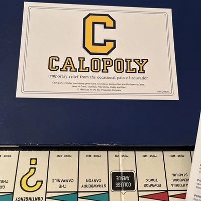 Calopoly 1st Edition UC Berkley Monopoly Game 1989 Late For The Sky Productions  - Image 1 of 4