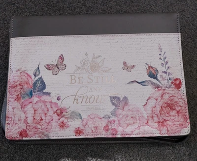 Bible cover 'Be Still And Know' embossed imitation leather, Christian Art Gifts - image 1 of 4