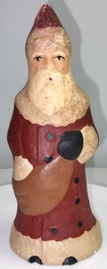 Hand Painted Primitive Folk Art Style Santa Red Suit Unbranded Chalkware Vintage - Picture 1 of 9