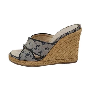 Auth LOUIS VUITTON - Light gray Dark Navy Beige CA1023 Women's Sandals - Picture 1 of 6
