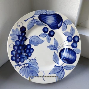 VTG Pier 1 Ceramic Platter Italian Ivory + Blue Fruit LARGE Serving Dish MELINDA - Picture 1 of 10