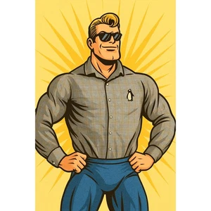 Pinguin blau kariert Langarm Knopfleiste Größe 32/33 - Bild 1 von 8