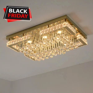 Goldener Kronleuchter K9 Kristall LED Deckenleuchten Lampe Edelstahl Modern - Bild 1 von 24