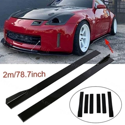 78.7" Side Skirts Extensions Rocker Panel Splitter Gloss Black For Nissan Maxima Foto 1 de 4
