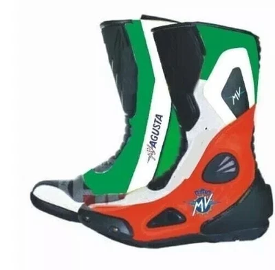 MV AGUSTA Rennen Motorrad Leder Stiefel Motorradstiefel aus Leder Bikerstiefel - Image 1 of 2