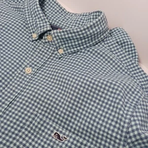 Vineyard Vines Slim Fit Tucker Flannel Plaid Shirt Mens Sz L Blue 100% Cotton - Picture 1 of 8