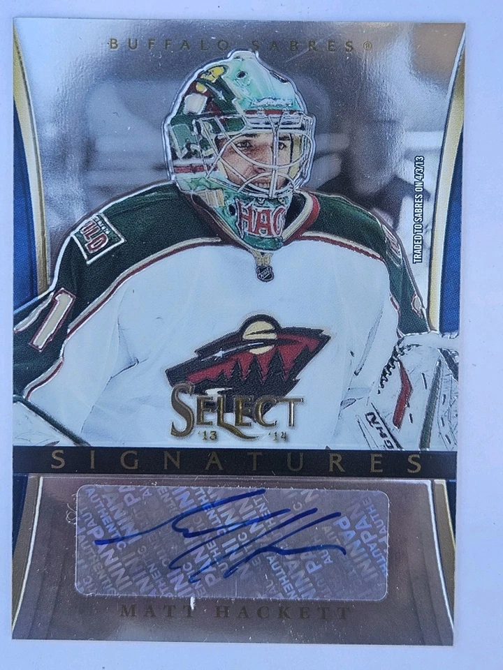 2013/14 Panini Select Hockey Signatures Matt Hackett SI-MH Minnesota Wild - Image 1 of 1